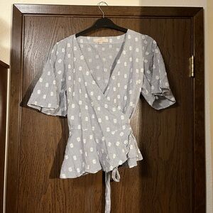 Loft Polka Dot Wrap Top